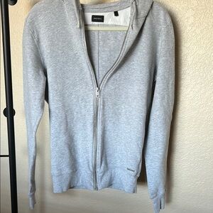 Diesel Gray Zip Up Sweater with Ribbed Cuffs